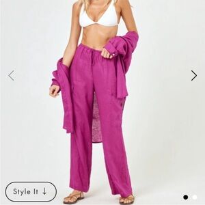 NWT L Space raspberry linen cargo pants
